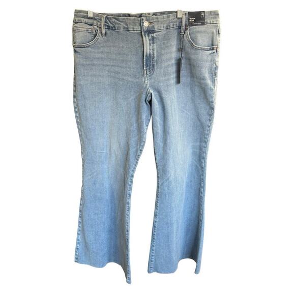 Express Jeans Women's 70s Flare Midrise Sz XL Flex Hyper Stretch Wide Legs - Picture 1 of 12